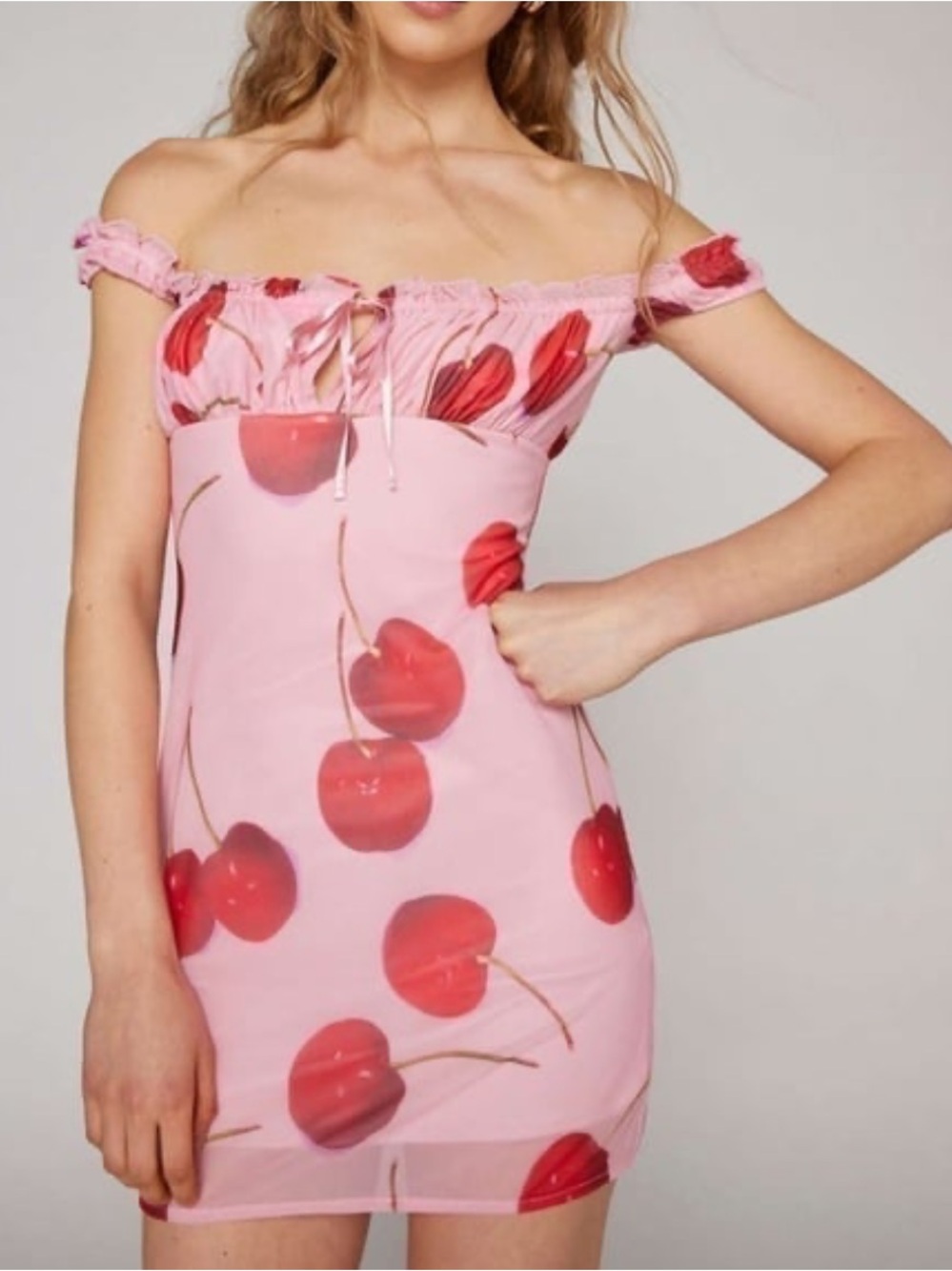 Kimchi Blue Cherry Print Mini Dress